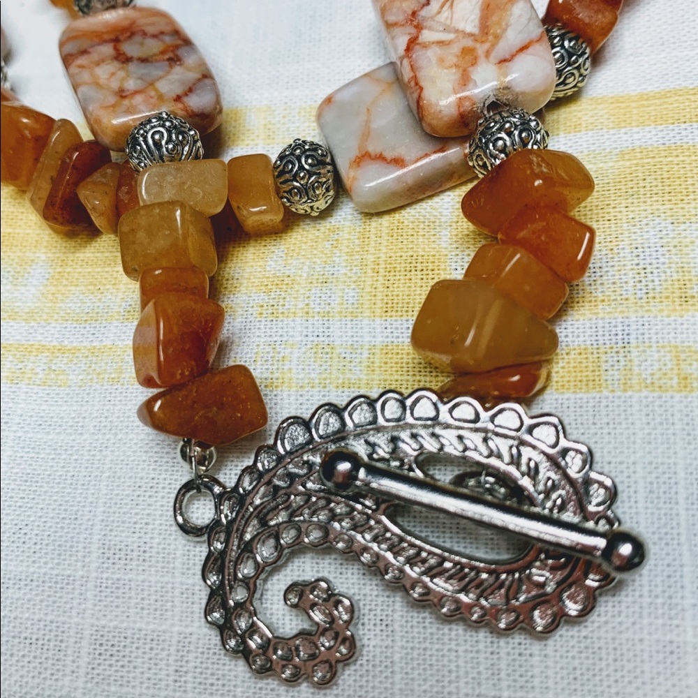 Handcrafted orange Agate & Jasper necklace